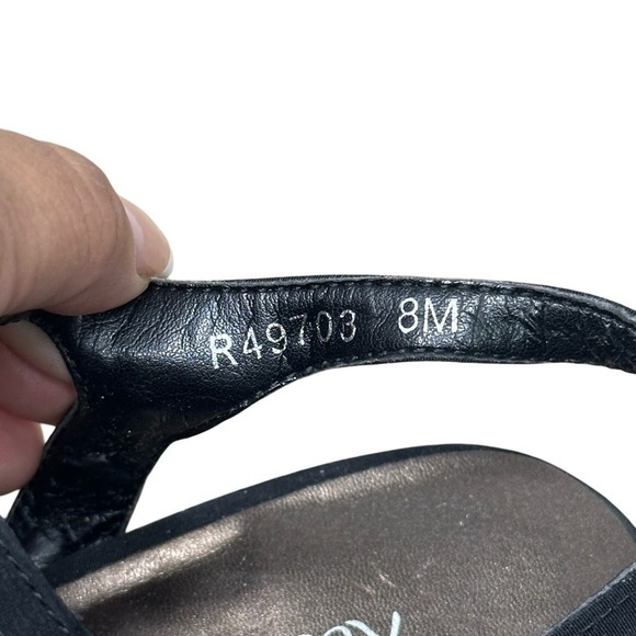 Rose Petals Black Heels Rhinestone Open Toe Size 8 - Picture 6 of 7